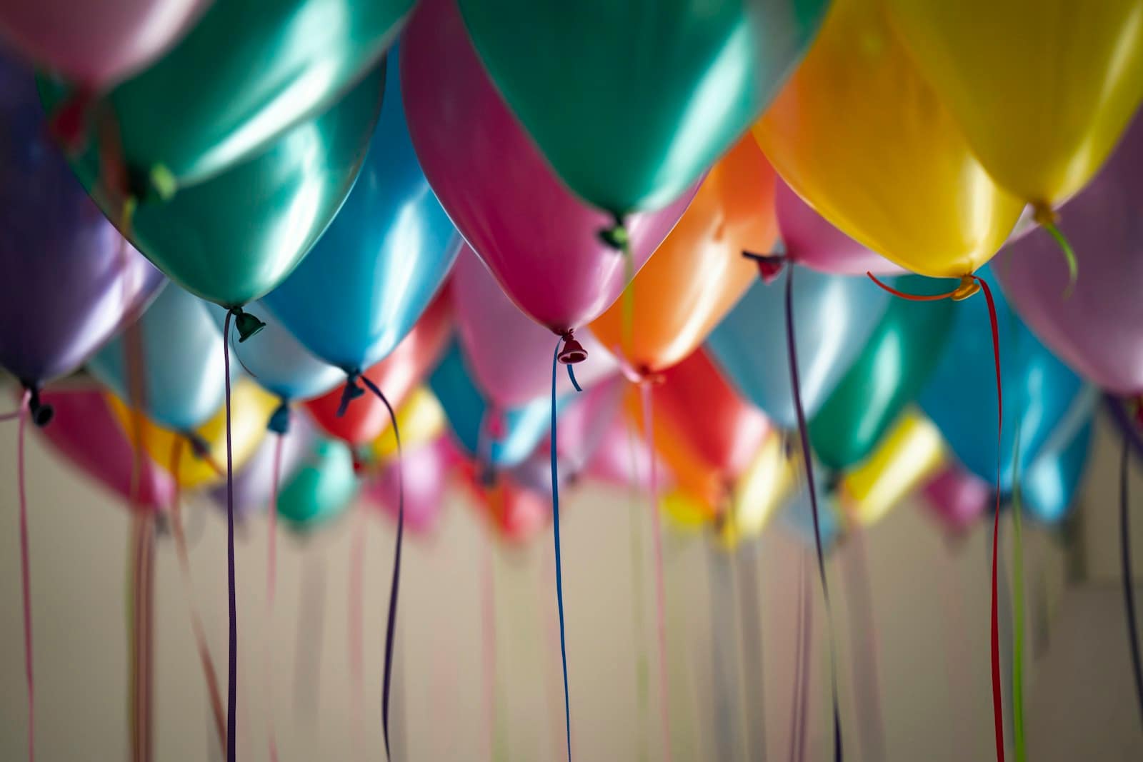 Balloons floating at a birthday celebration