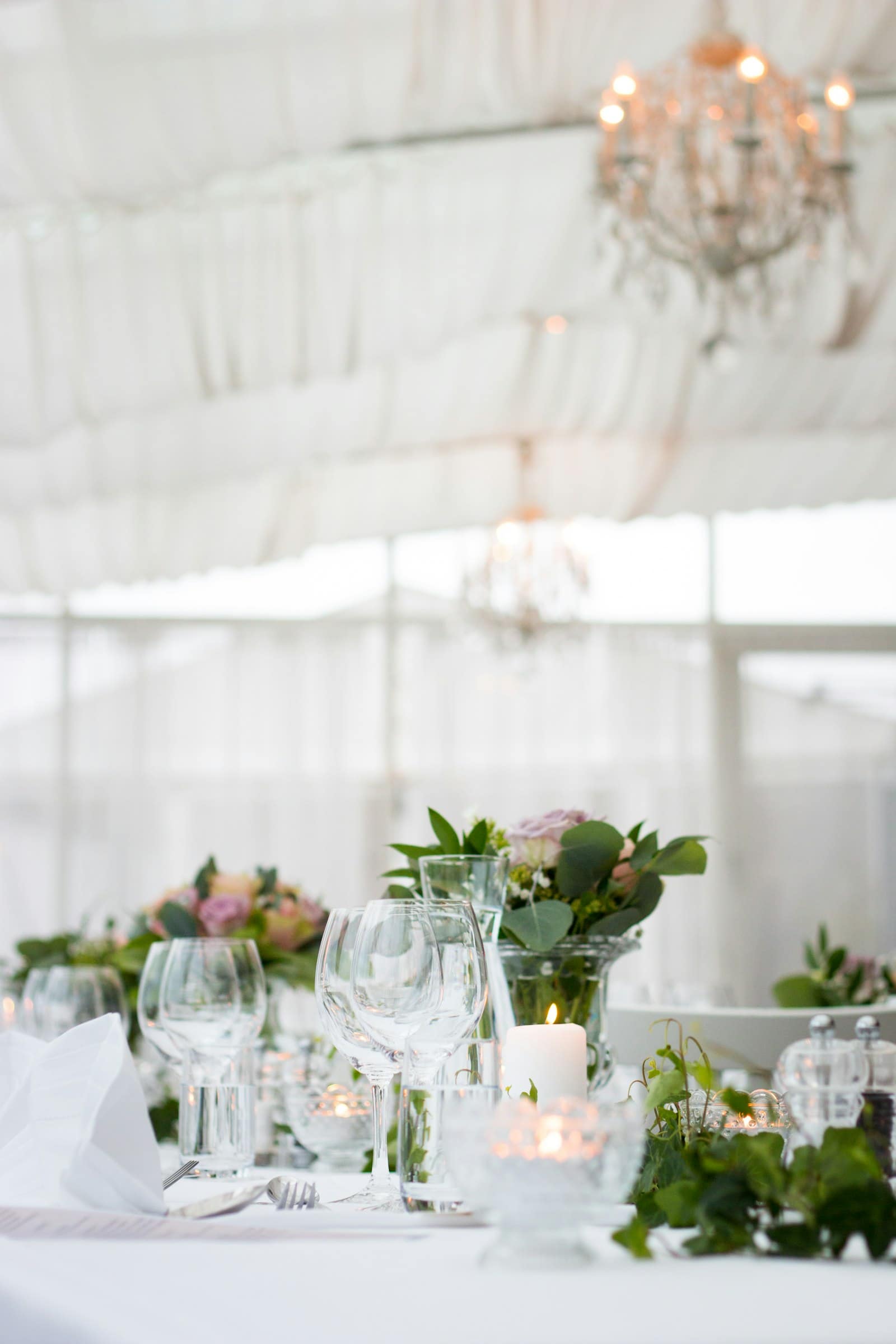 Crystal glassware on an elegant table